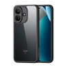 Redmi Note 17 Pro 5G noir dans sa coque Dux Ducis à dos transparent givré et contour noir, vu de dos et de profil