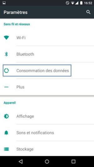 Android 5 consommation des données
