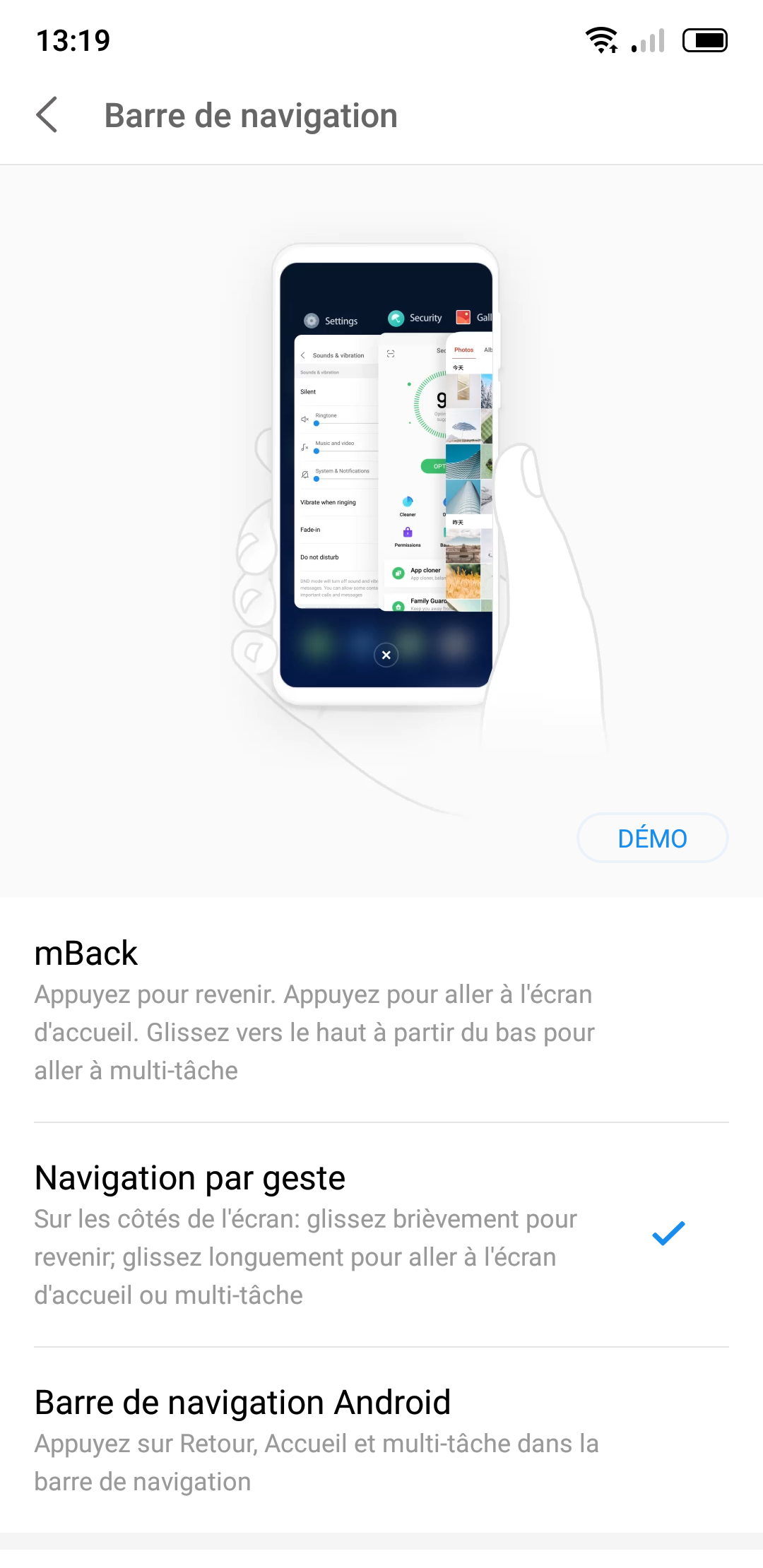 Navigation par gestes