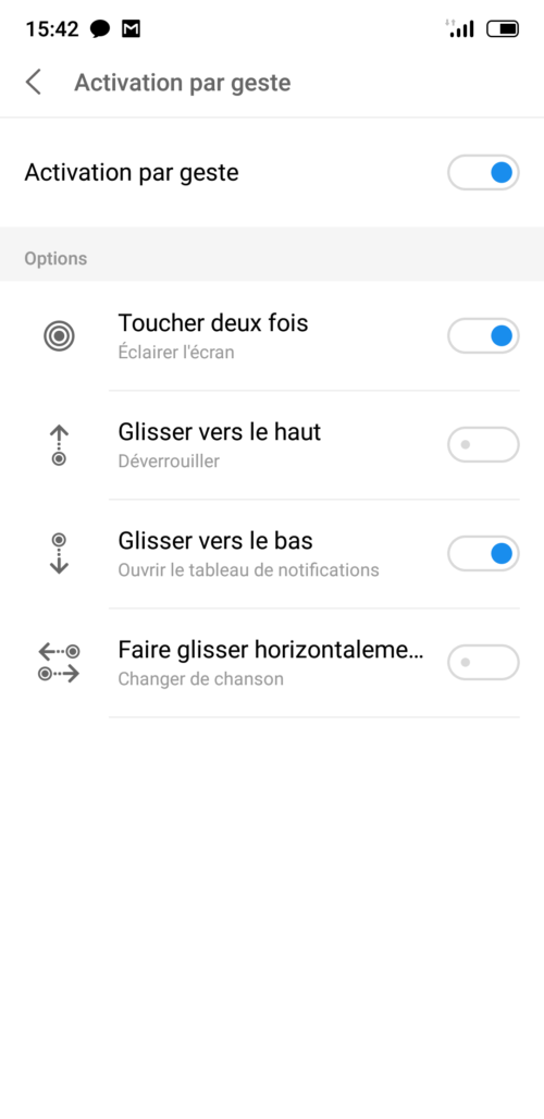 Activation par gestes