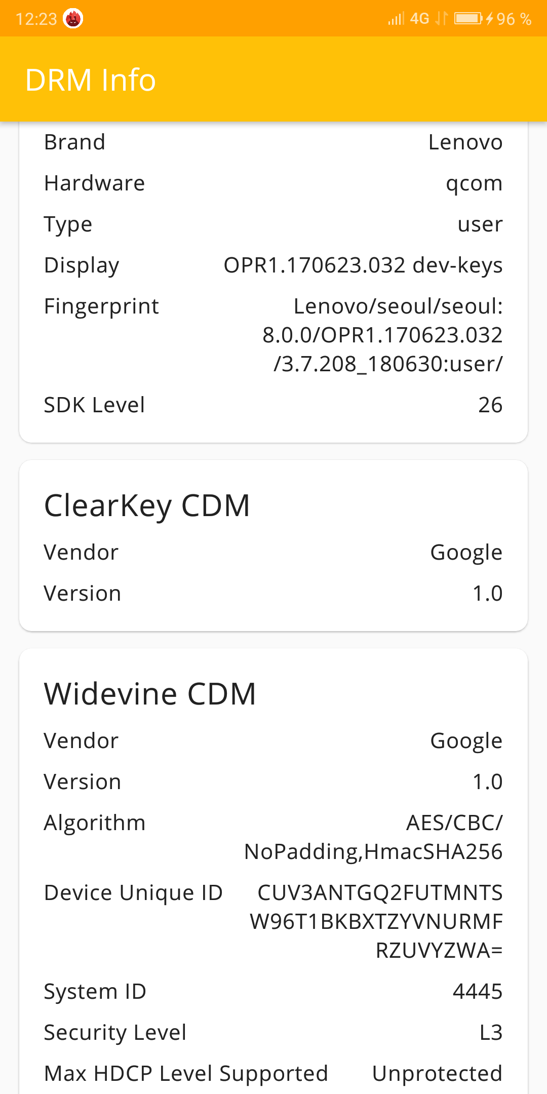 DRM Widevine sur le Lenovo S5