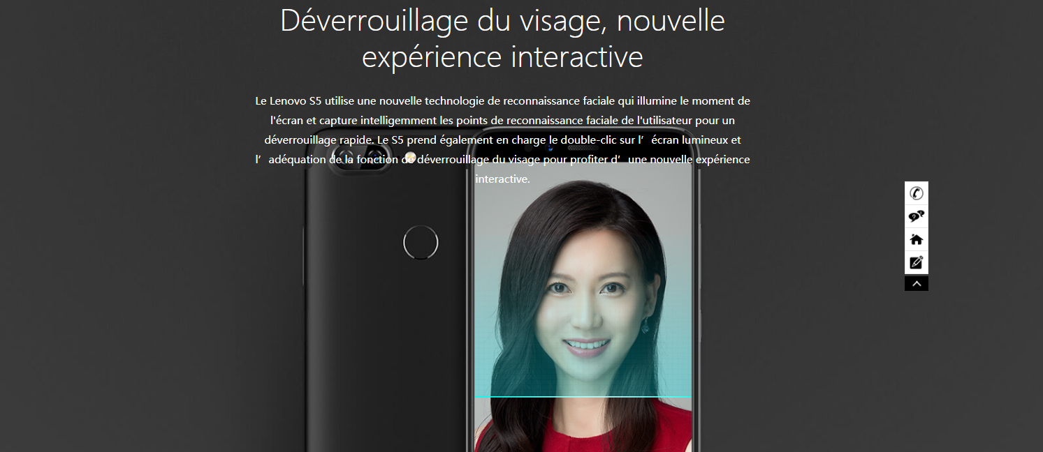 Reconnaissance faciale du Lenovo S5