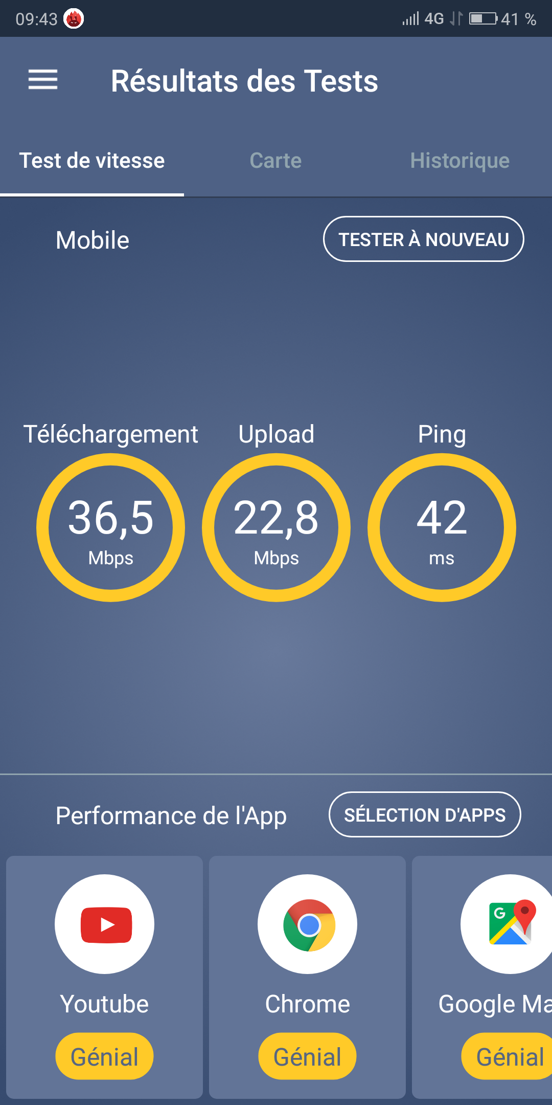 Test vitesse connexion en mobile
