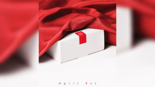 Visuel OnePlus en rouge et blanc présentant un chargeur Warp, publié pour le 1er avril