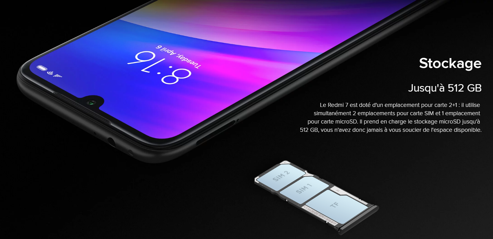 Le triple tiroir du Redmi 7
