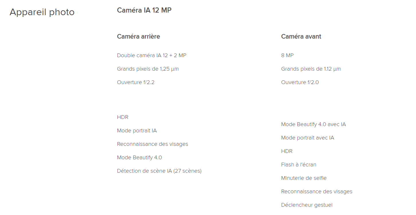 Caractéristiques photo du Redmi 7