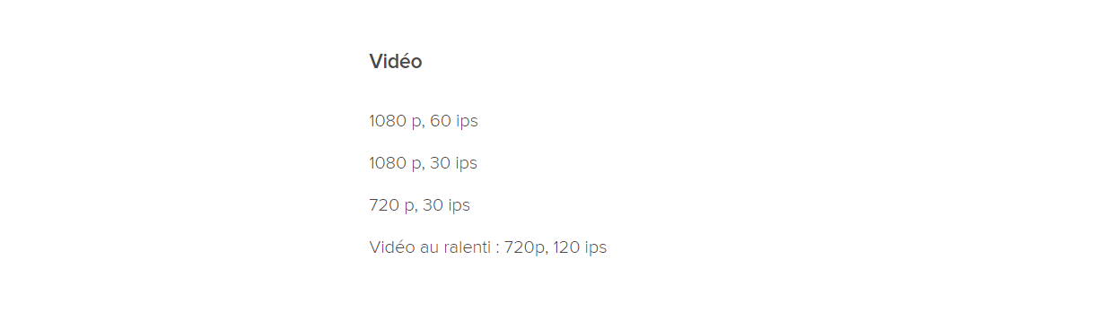 Caractéristiques vidéo du Redmi 7