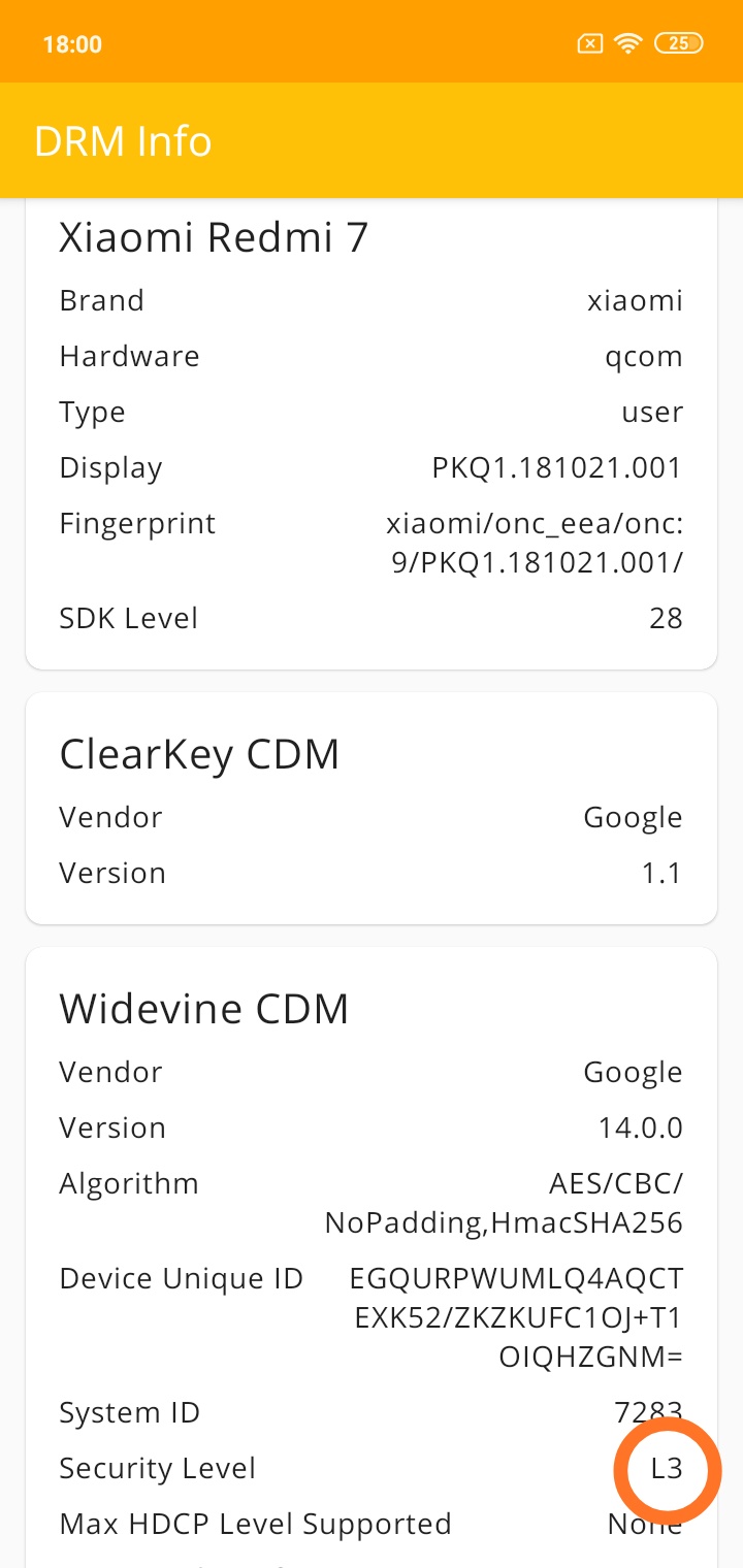 Widevine L1 sur le Redmi 7
