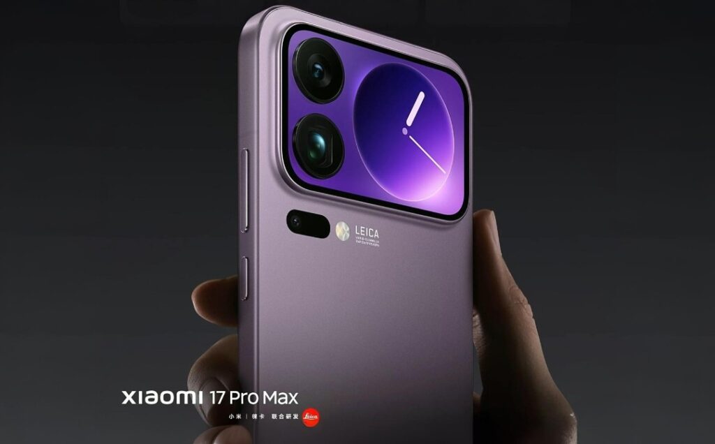 Le Xiaomi 17 Pro Max et son second écran au dos, sous le bloc photo Leica