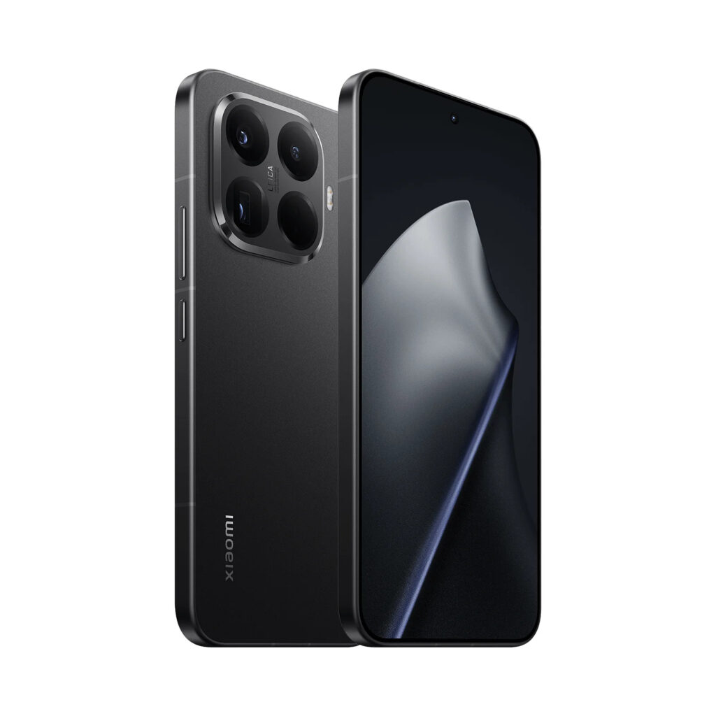 Le Xiaomi 15T Pro noir vu de dos en biais, avec son module photo carré à trois objectifs signé Leica